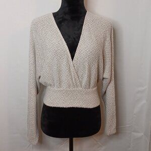 Women's Urban Outfitters Cropped V-Neck Lightweight Long Sleeve Sweater Size Med